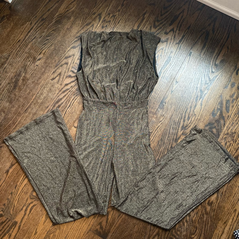 Women's Fancy dressy Jumpsuit Gold and Black large